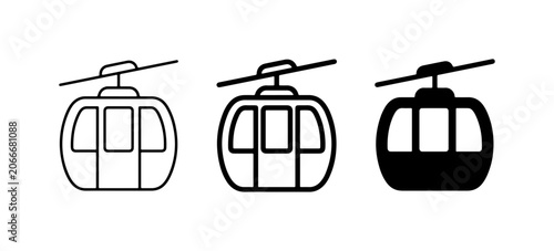 Cable Car Icons, Gondola Lift Vector Set, Aerial Tramway Transportation Graphics