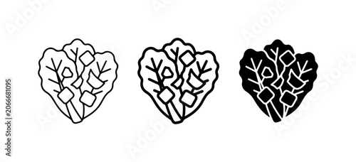 Lettuce Icons, Salad Vector Graphics, Fresh Greens Outline and Silhouette Set