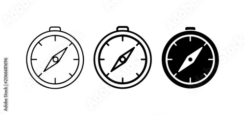 Compass Icons Set: Navigation, Direction, and Exploration Symbols. Vector Graphics.