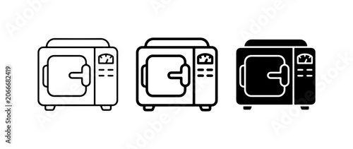 Autoclave Icons, Sterilizer Equipment Vector Graphics, Medical Device Symbols