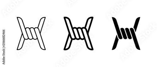 Canvastavla Barbed Wire Icons, Security Symbols, Boundary Concepts, Protection Graphics