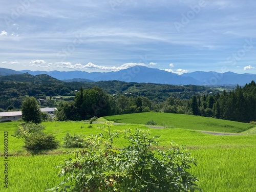 landscape with mountains and blue sky