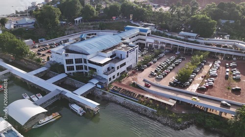Aerial View of Batam Ferry Terminal, Riau Islands, Indonesia in 4K