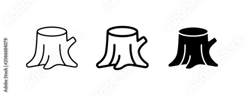 Canvas-taulu Tree Stump Icons, Wood Remnant Vector Graphics, Forest Remainder Symbols