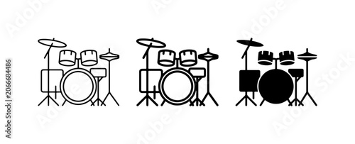 Photography Drum Kit Icons, Music Set, Percussion Vector Graphics, Rock Band Elements