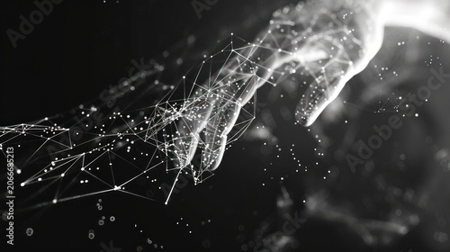 Digital connection grayscale illustration
