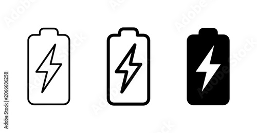 Battery Icons, Power Symbol Vector Graphics, Energy Charge Indicators, Charging Status Symbols