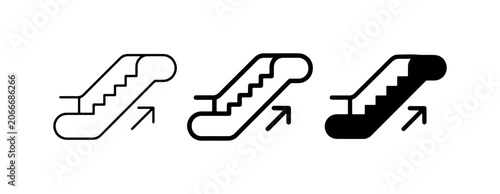 Escalator Icons, Up Arrow Symbol, Modern Vector Set for Accessibility and Transport