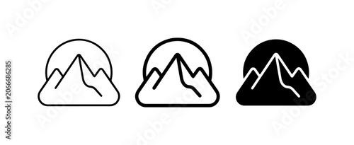 Mountain Icons, Summit Symbols, Peak Graphics, Adventure, Nature, Outdoor, Travel, Set