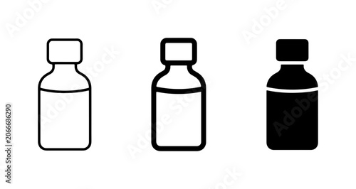 Medicine Bottle Icons, Pharmaceutical Vials, Liquid Container Symbols, Health Care Vector Graphics