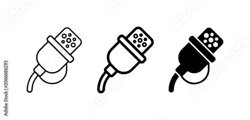 USB Connector Icons, Type-C Plug Set, Digital Data Transfer Symbols