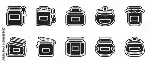Photos sugar jar icon set. various of sugar jar icon collection