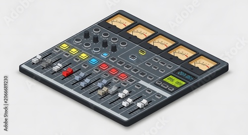 Professional Audio Mixer with Vu Meters and Faders