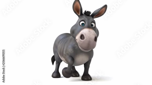 Funny 3D Donkey Animated Character Isolated on White Background Ideal for Children's Content.