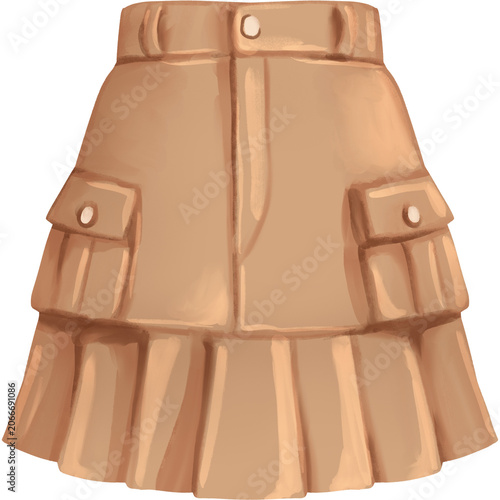 Pleated Cargo Skirt