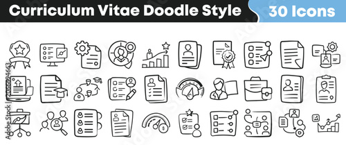 Schilderij op canvas Set of hand drawn curriculum vitae icons for professional employment