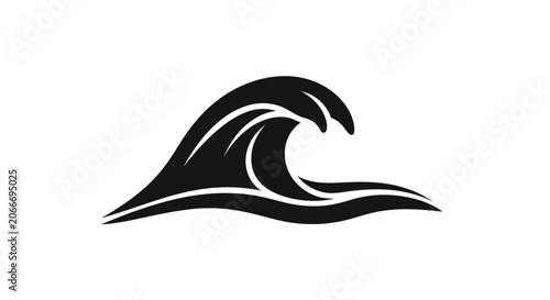 Black wave graphic design element icon.