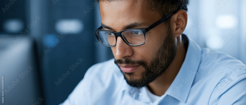 Fototapeta premium Cybersecurity professional monitoring threat intelligence and incident response notifications in a server environment