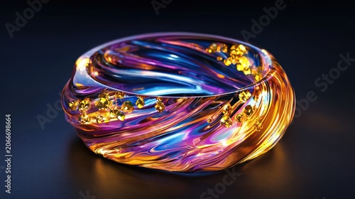 Abstract colorful metallic ring