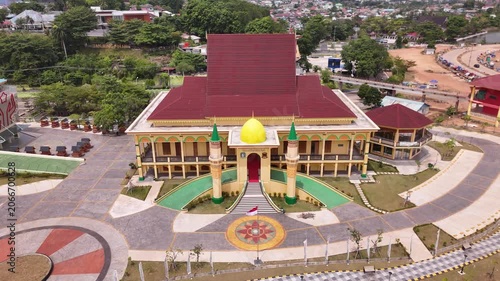 Aerial View of the Grand Mosque, Tanjung Pinang, Indonesia - 4K Stock Footage