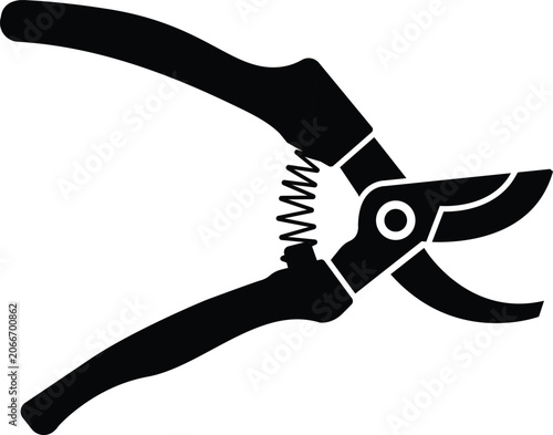 Pruning Shears Silhouette Isolated on White Background