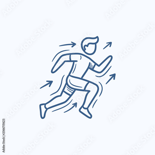 Man Running Fast with Motion Lines.