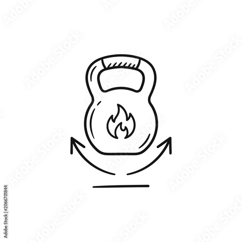 Kettlebell with flame for fitness training.