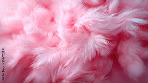 An ethereal image of soft pink fluff presents a dreamy texture, evoking feelings of comfort and innocence, ideal for use in artistic and creative designs.
