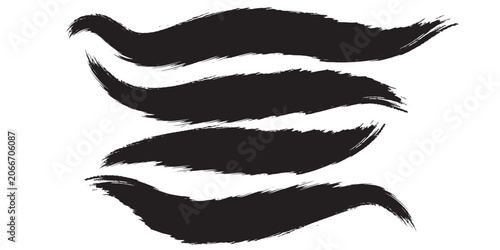 Dynamic Black Ink Brush Strokes Set Artistic Hand Drawn Elements.