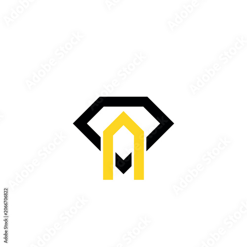 Luxury Letter A Real Estate and Diamond Logo Design, Elegant Gold and Black House Monogram Vector Template