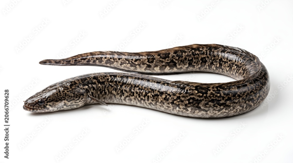 Obraz premium Freshwater European Eel Isolated on White Background.