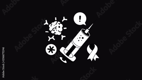 Immunotherapy Black and White Alpha Channel Animation