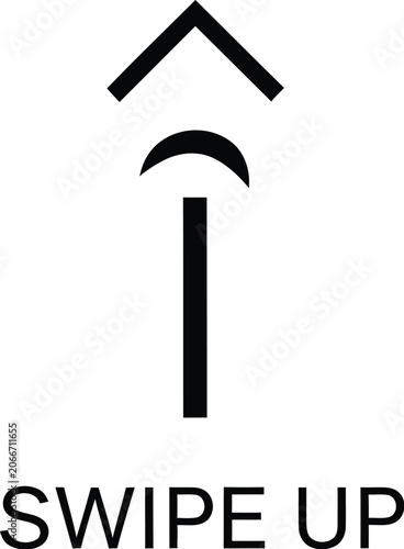 Arrow pointing upward signals the action for users to engage with mobile content.