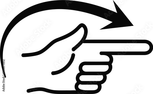 Hand icon demonstrates a directional motion for digital interface navigation tasks.