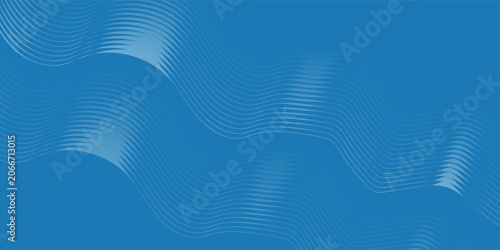 Abstract blue gradient background with shining lines waves. Minimalist background for banner, poster, Eps10