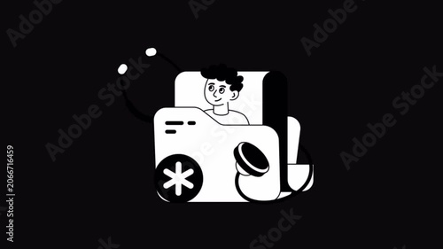 Medical Record Black and White Alpha Channel Animation