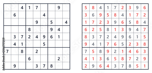 Sudoku puzzle 9x9 hard for adults printable with answers A4