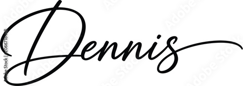 Dennis captured in fluid black ink strokes represents a stylized personal identification.