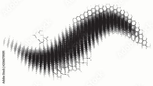 Photos Black and white abstract halftone dot wave pattern forming smooth undulating cur