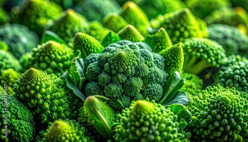 Close-up of vibrant green fractal vegetables, showcasing natural patterns