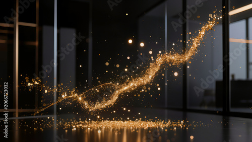 Luxury wealth management background, glowing gold particles floating in a dark premium environment, financial success concept, investment and prosperity theme, elegant corporate style,