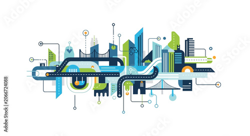 Stylized Cityscape with Roadway