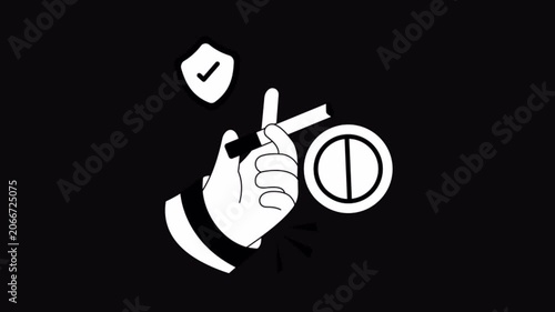 Smoking Cessation Black and White Alpha Channel Animation