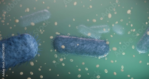 Canvas Print 3d model of some Escherichia coli bacteria