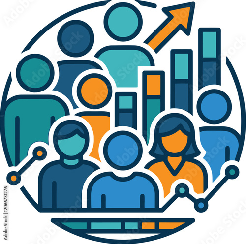 People gathered together represent collective growth and the rising success of a dynamic business team.
