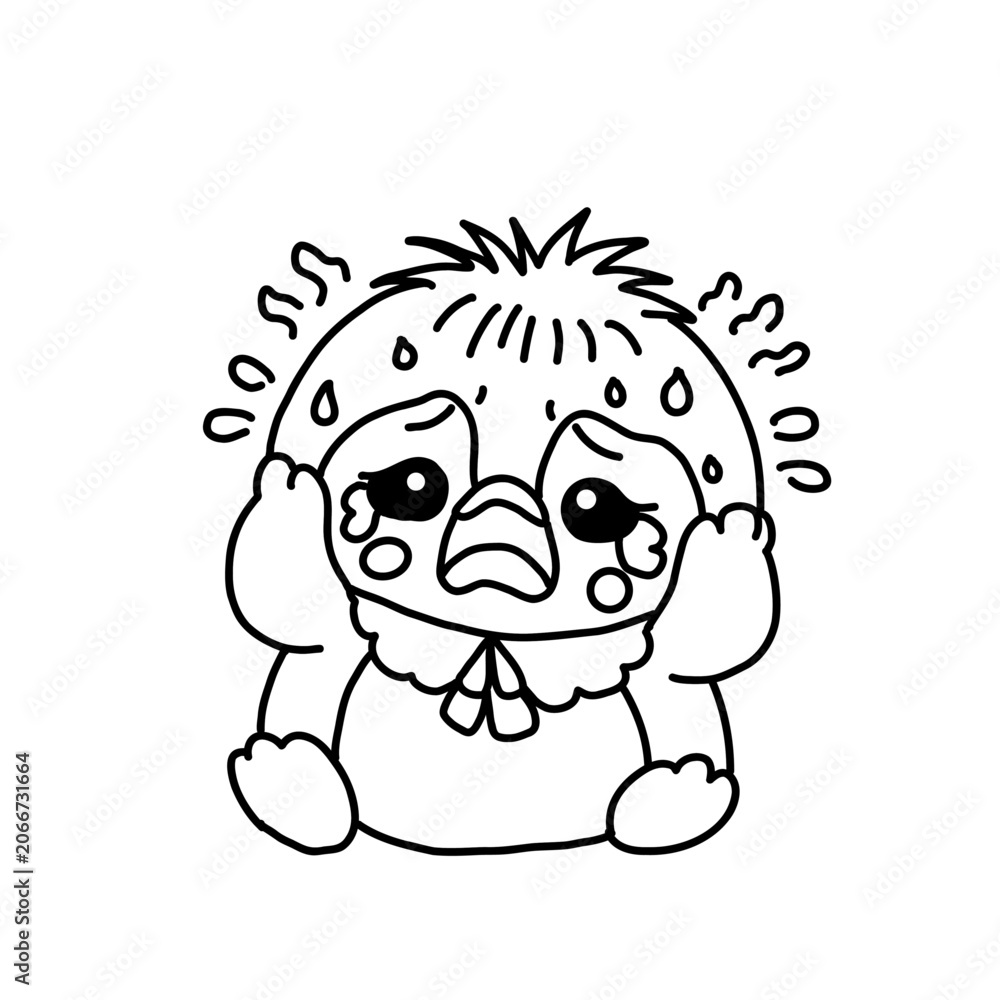 Obraz premium Cute Worried Penguin Sweating Illustration