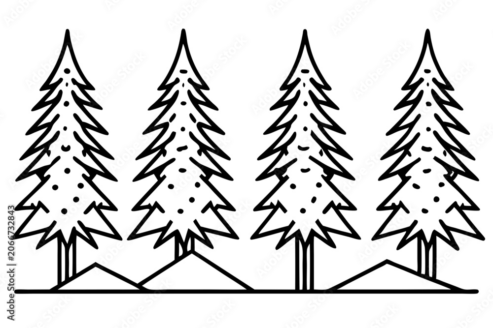 Obraz premium Elegant Snowy Forest Line Art Design