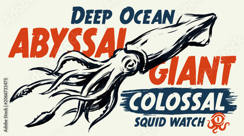 Photography Abyssal squid vintage artwork