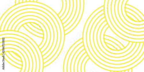 Doodle banner with yellow ramen pattern on white background. Wave abstract pattern.