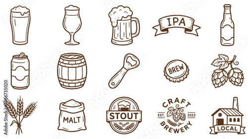 Photos Craft Beer Set Sketch Doodle Vintage Vector